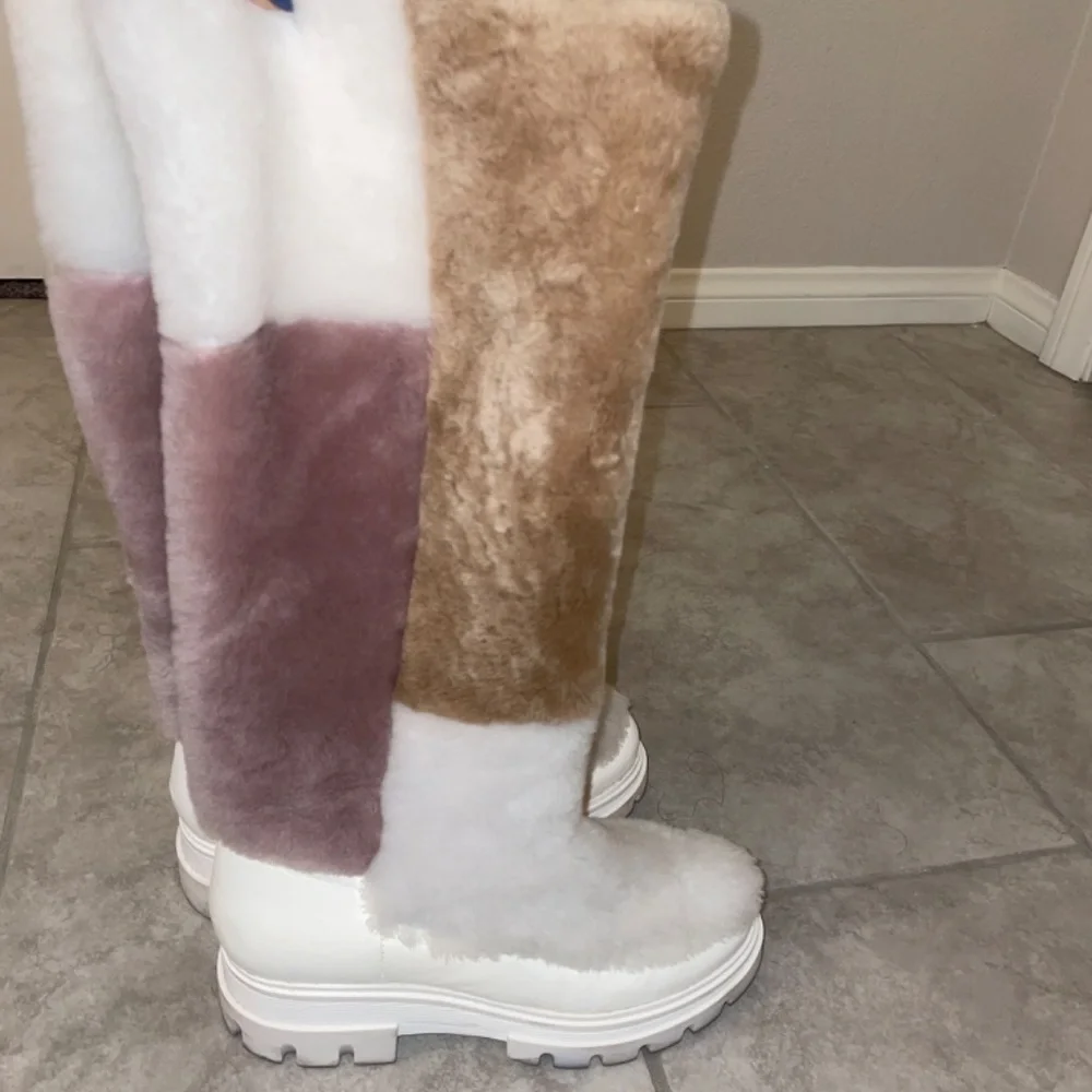 FREE PEOPLE Happy Thoughts  Color Block Shearling Boots Size 38/8